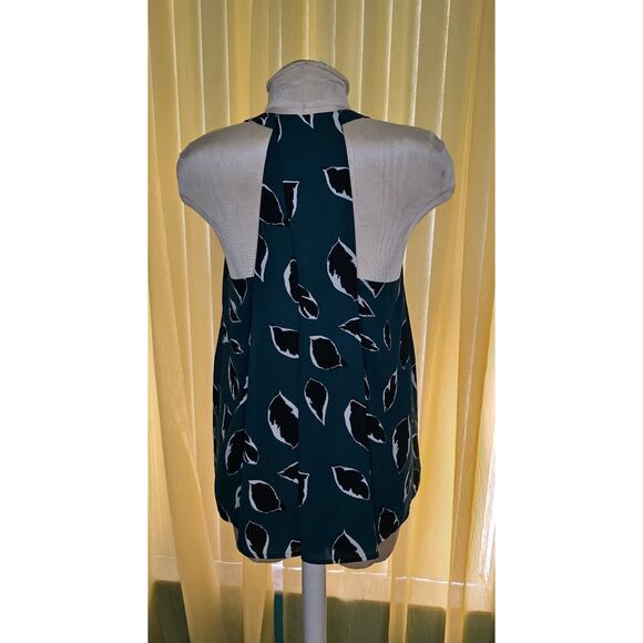 Ann Taylor LOFT‎ womens  sleevelss green leaf pattern blouse Size S - Picture 2 of 5